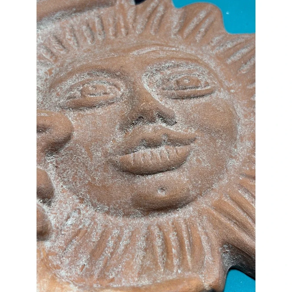 VTG Deruta Italy Terracotta Sun and Moon Celestial‎ Wall Hanging Plaque 1970s